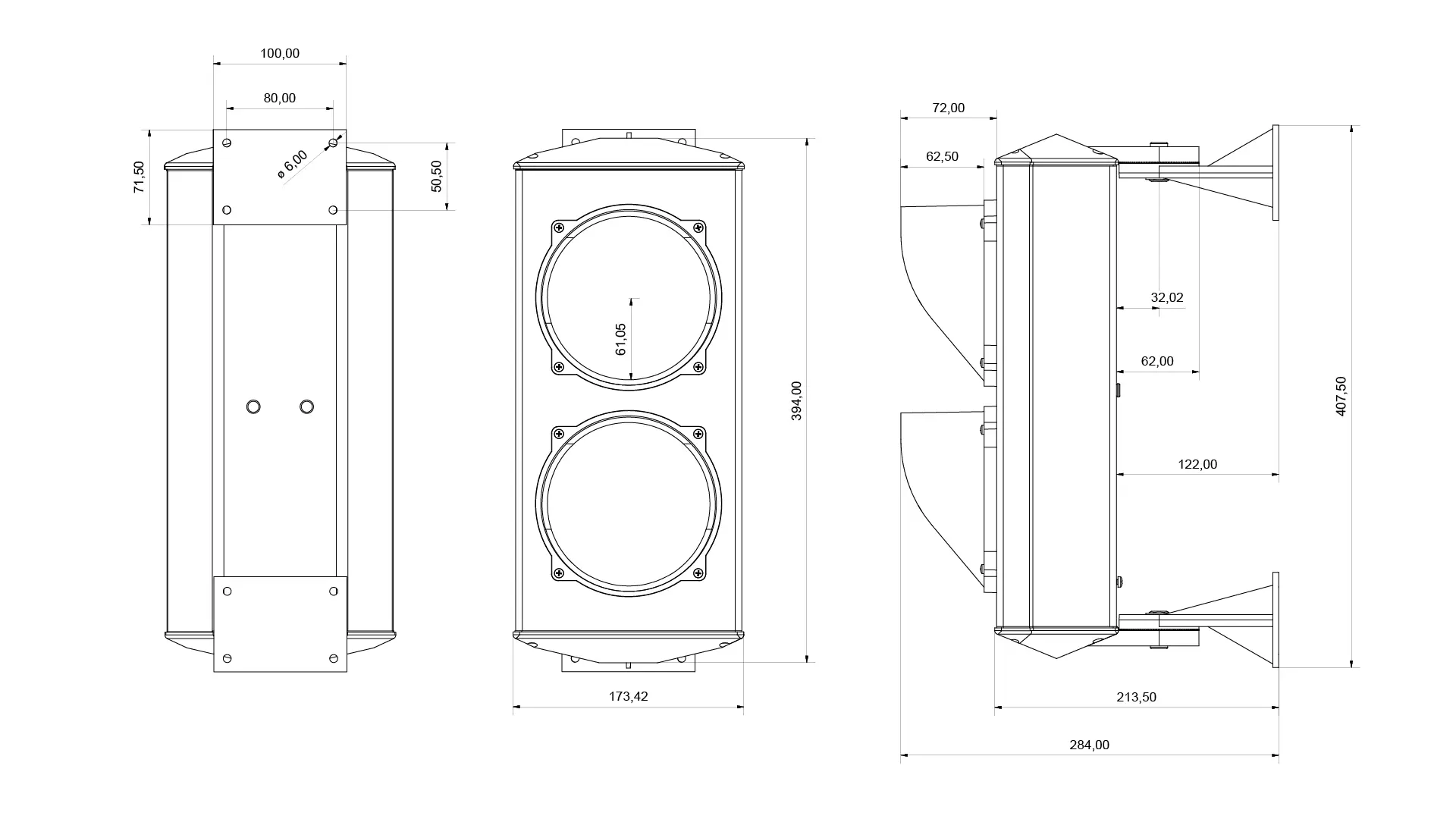 Traffic light dimensions