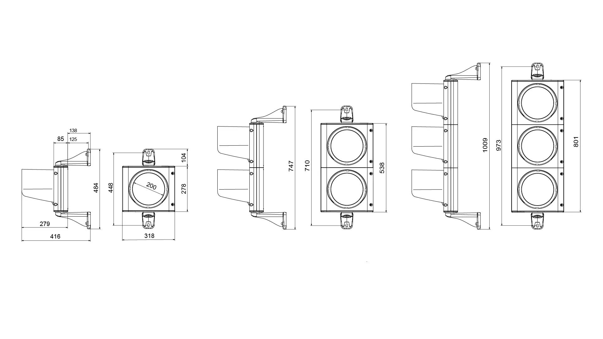 Traffic light dimensions